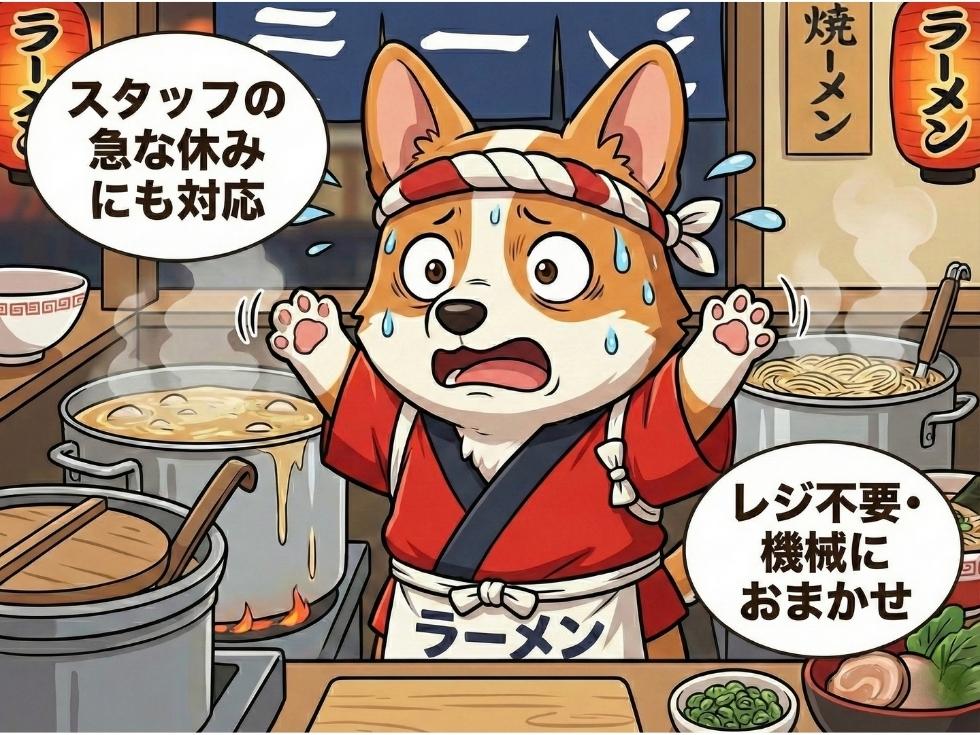 レンタル券売機があれば、レジ不要・スタッフの急な休みにも安心です。