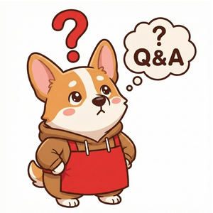 キャラクター・コーギーの券売機に関するQ&Aイラスト