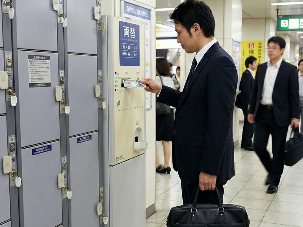 両替機ER-80で両替する男性