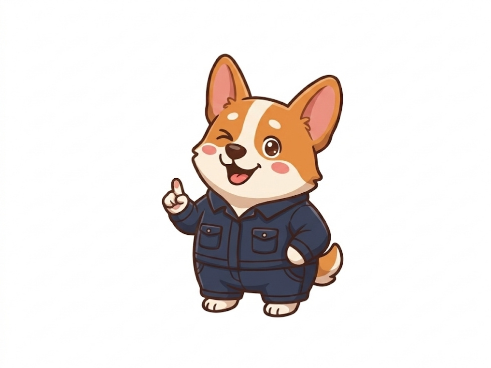 アトラスのマスコットキャラクター コーギー犬のマルちゃん