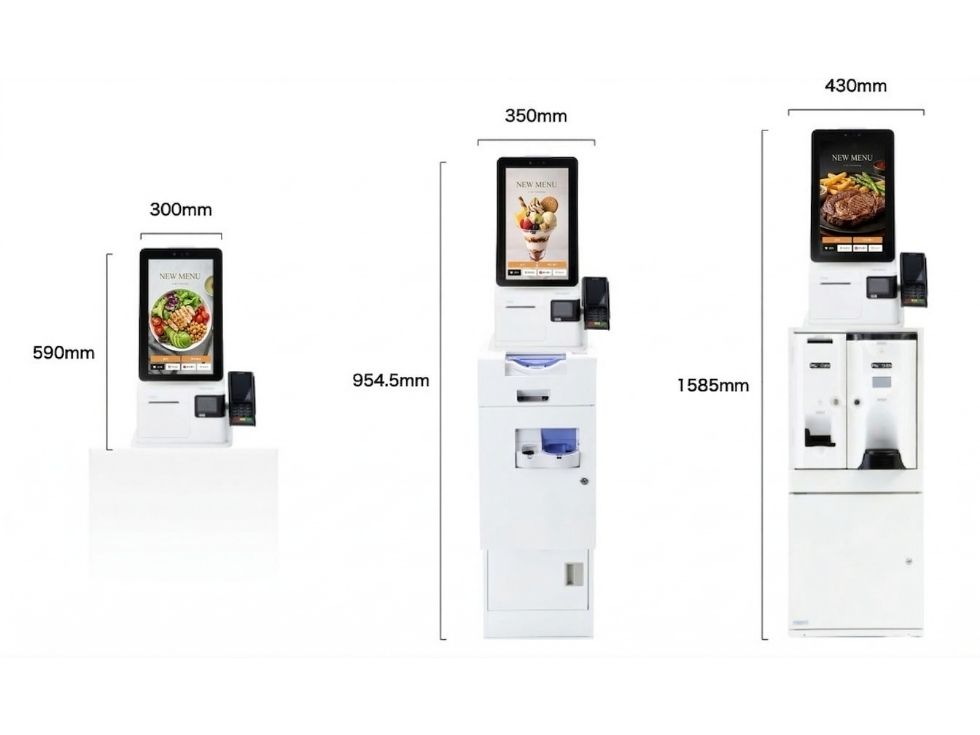 キャッシュレス券売機のリース キャッシュレス専用端末と キャッシュレス専用端末+釣銭機（循環型）とキャッシュレス専用端末と釣銭機（収納型）の3機種